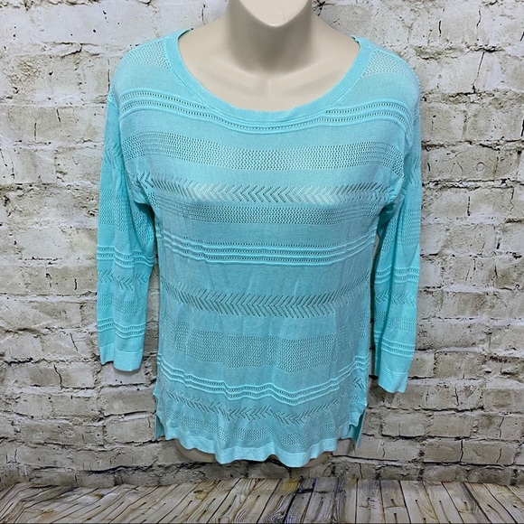 NWT Cato Turquoise 3/4 Sleeve Thin Knit Sweater - Picture 1 of 5